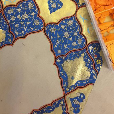 نگارگری سیمای شهید قاسم سلیمانی در حوزه هنری قزوین